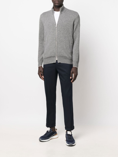 Shop Brunello Cucinelli Cashmere Full-zip Cardigan In Grey