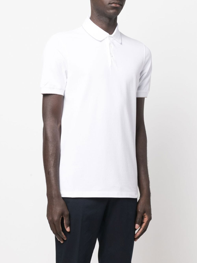 Shop Brunello Cucinelli Cotton Pique Polo Shirt In White