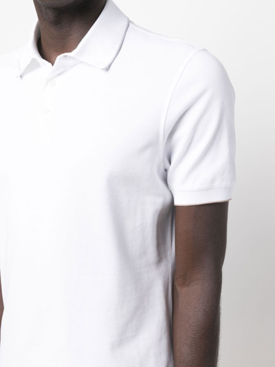 Shop Brunello Cucinelli Cotton Pique Polo Shirt In White