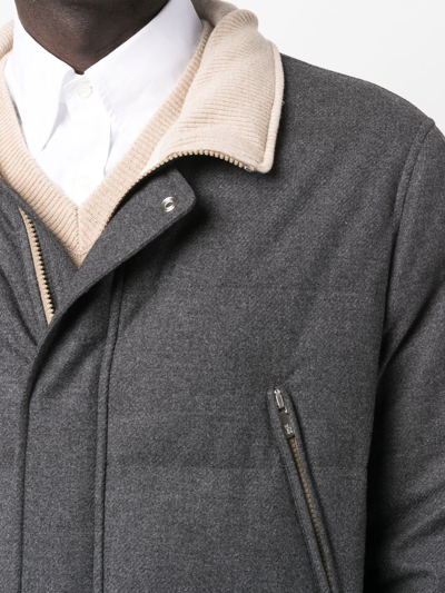 Shop Brunello Cucinelli Hooded Down Jacket In Grey