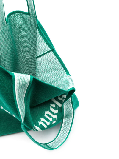 Shop Palm Angels Logo Shopping Bag In Green