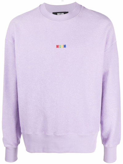 Shop Msgm Logo Sweatshirt In Violet