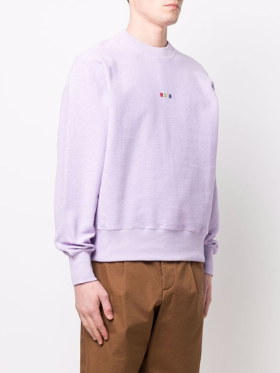 Shop Msgm Logo Sweatshirt In Violet