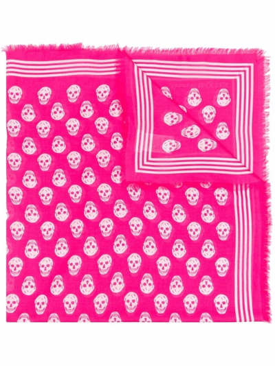 Shop Alexander Mcqueen Skull Print Biker Scarf In Pink