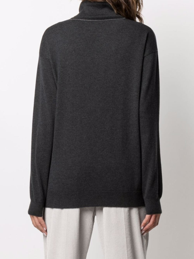 Shop Brunello Cucinelli High Neck Long Sleeve Sweater In Grey