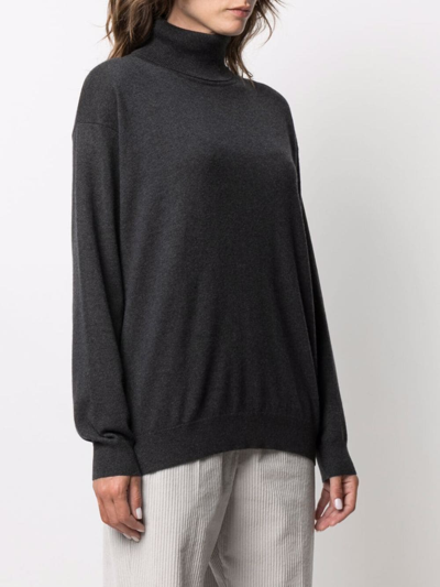Shop Brunello Cucinelli High Neck Long Sleeve Sweater In Grey