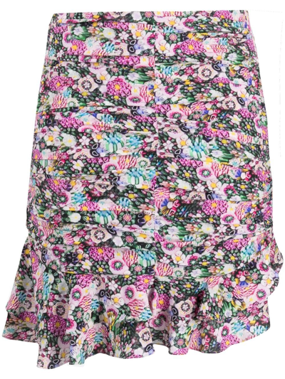 Shop Isabel Marant Milendi Floral Print Skirt In Pink