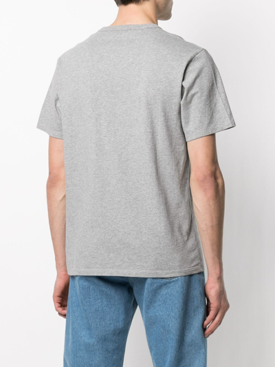 Shop Maison Kitsuné Logo Cotton T-shirt In Grey