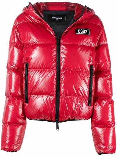 Shop Dsquared2 Hooded Puffer Down Jacket In Red