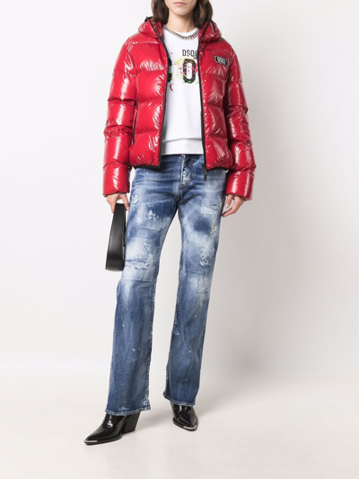 Shop Dsquared2 Hooded Puffer Down Jacket In Red