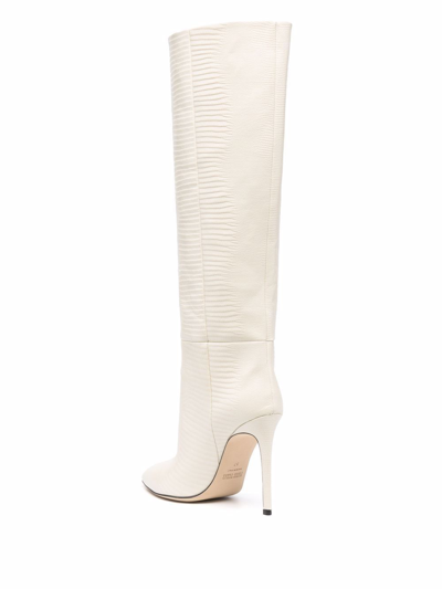 Shop Paris Texas Leather Printed-lizard Boots In White