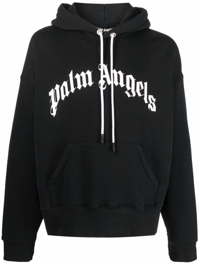 Shop Palm Angels Curved Logo Hoody