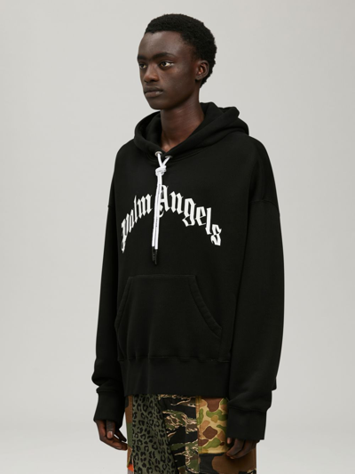 Shop Palm Angels Curved Logo Hoody