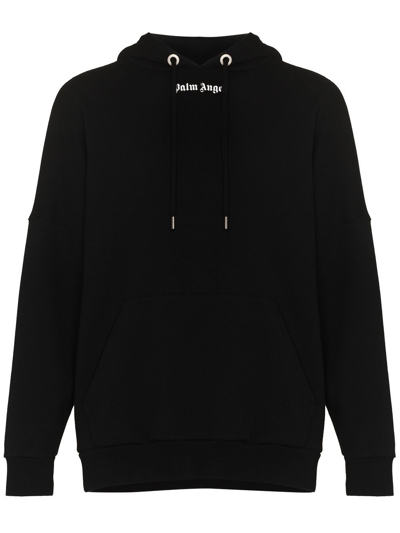 Shop Palm Angels Logo Overiszed Cotton Hoodie In Black