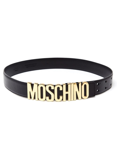 Shop Moschino Logo Belt In Black