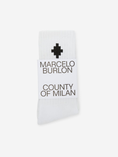 Shop Marcelo Burlon County Of Milan Socks With Logo In White