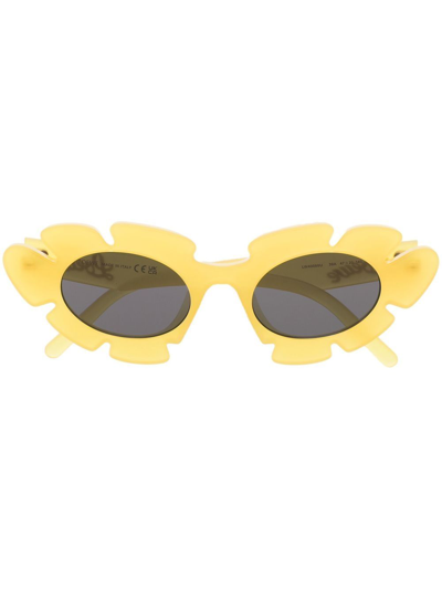 Shop Loewe Flower Frame Sunglasses In Yellow