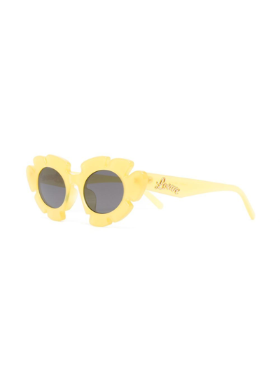 Shop Loewe Flower Frame Sunglasses In Yellow
