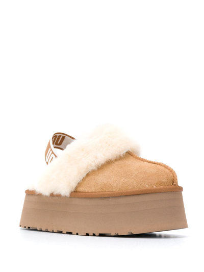 Shop Ugg Funkette Slippers In Beige