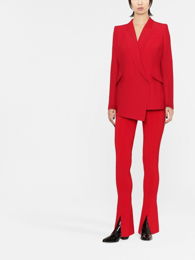 Shop Norma Kamali Spat Stretch Jersey Leggings In Red