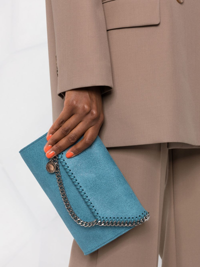 Shop Stella Mccartney Falabella Mini Crossbody Bag In Blue