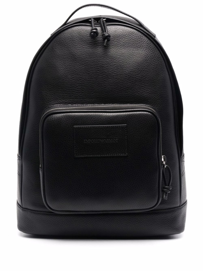Shop Emporio Armani Logo Leather Backpack
