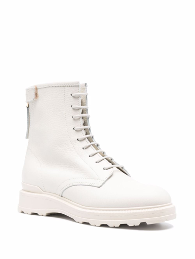 Shop Woolrich Leather Ankle Lace-up Boots In White