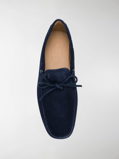 Shop Tod's Gommini Leather Loafers In Blue