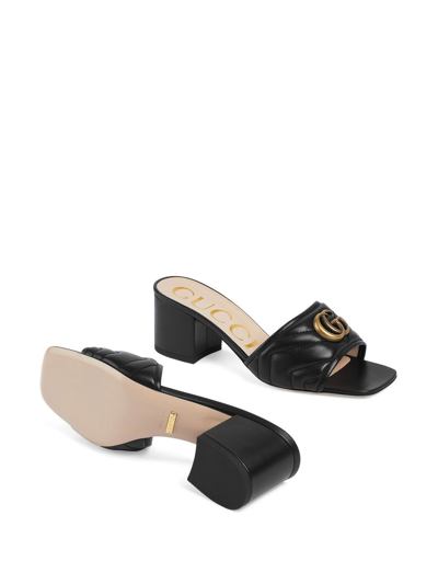 Shop Gucci Double G Leather Heel Mules