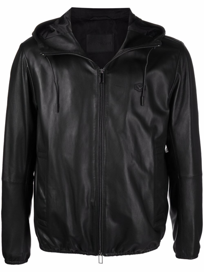 Shop Emporio Armani Leather Jacket