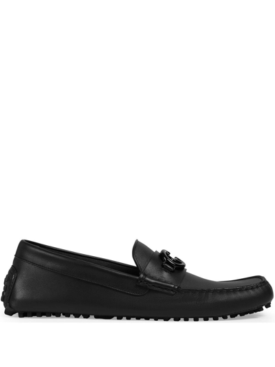 Shop Gucci Driver Gg Leather Loafers