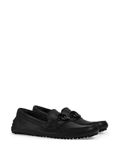 Shop Gucci Driver Gg Leather Loafers