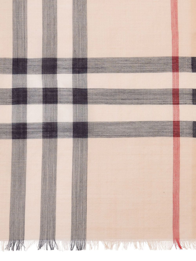 Shop Burberry Giant Check Wool Scarf In Beige