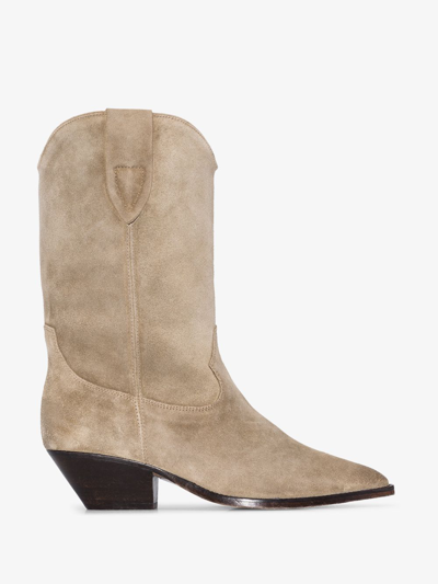Shop Isabel Marant Duerto Leather Boots In Grey