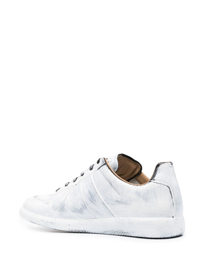 Shop Maison Margiela Replica Leather Sneakers In White