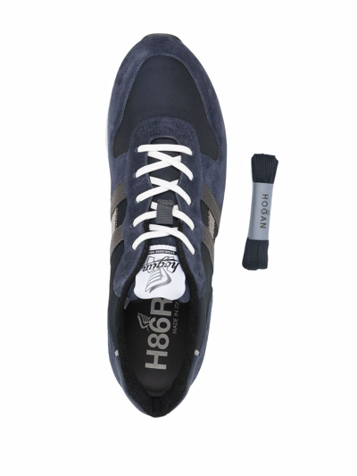 Shop Hogan H383 Leather Sneakers In Blue