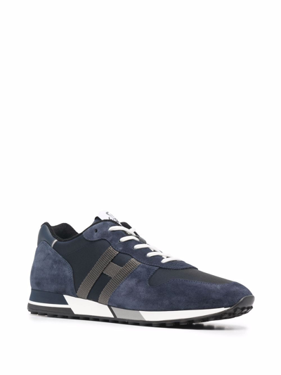 Shop Hogan H383 Leather Sneakers In Blue