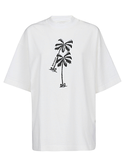 Shop Palm Angels X Tessabit Palm Cotton T-shirt In White