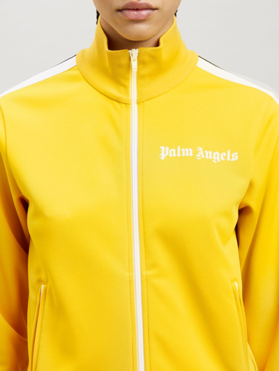 Shop Palm Angels Logo Zipped Jacket In Yellow