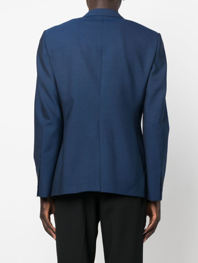 Shop Alexander Mcqueen Wool Blazer Jacket In Blue