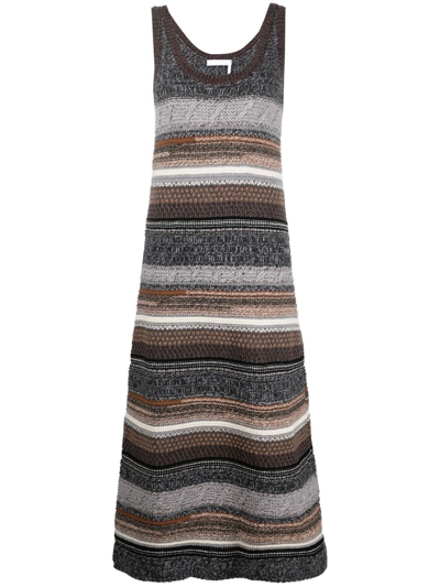 Shop Chloé Silk Blend Cotton Sleeveless Long Dress In Multicolor