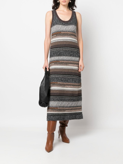 Shop Chloé Silk Blend Cotton Sleeveless Long Dress In Multicolor