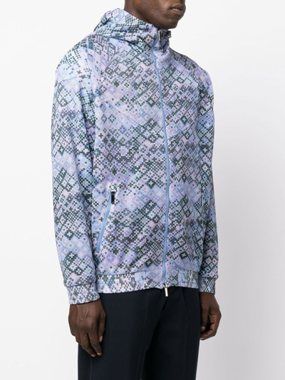 Shop Emporio Armani Printed Blouson Jacket In Blue