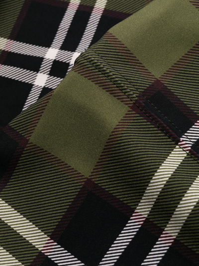 Shop Burberry Checked Leggings In Green