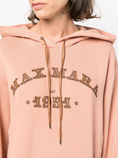 Shop Max Mara Logo Cotton Hoodie In Pink