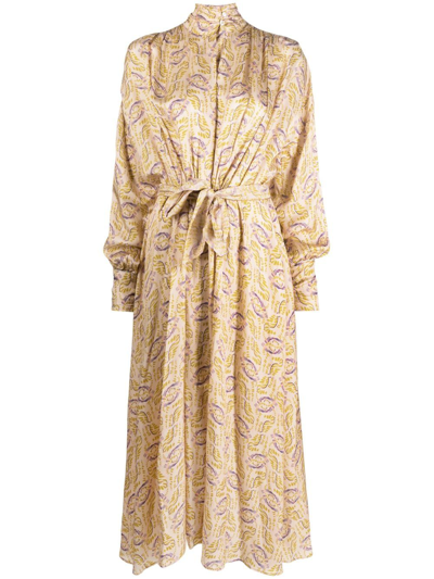 Shop Forte Forte Cloquet Silk Satin Long Dress In Beige