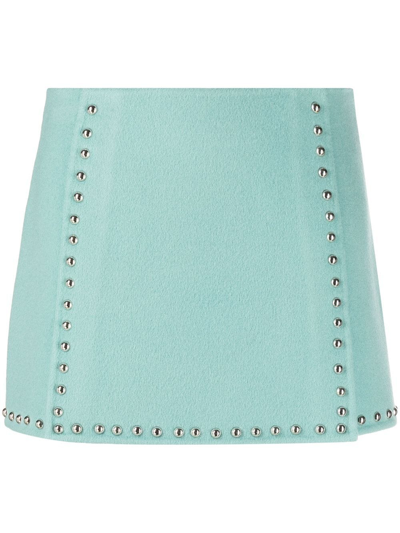 Shop P.a.r.o.s.h Studded Mini Skirt In Blue