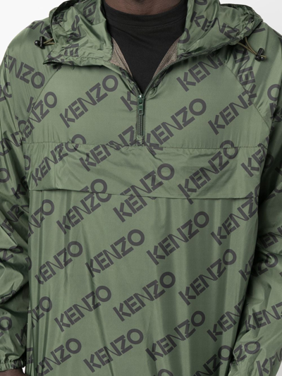 Shop Kenzo Logo Nylon Anorak In Green