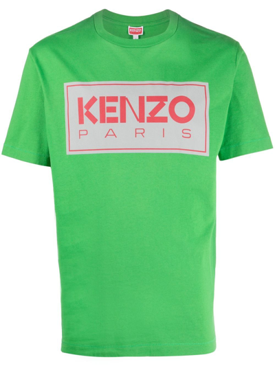 Shop Kenzo Logo Cotton T-shirt In Green