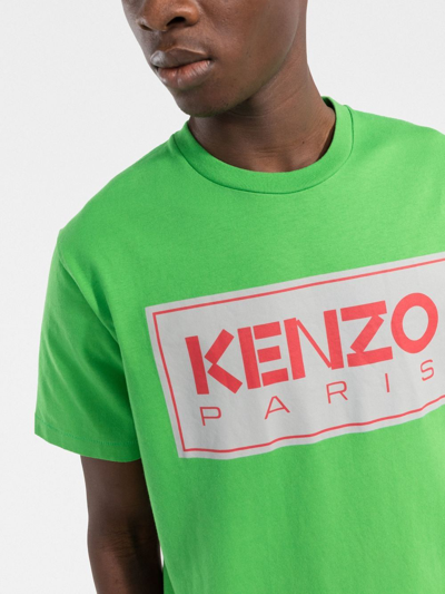 Shop Kenzo Logo Cotton T-shirt In Green